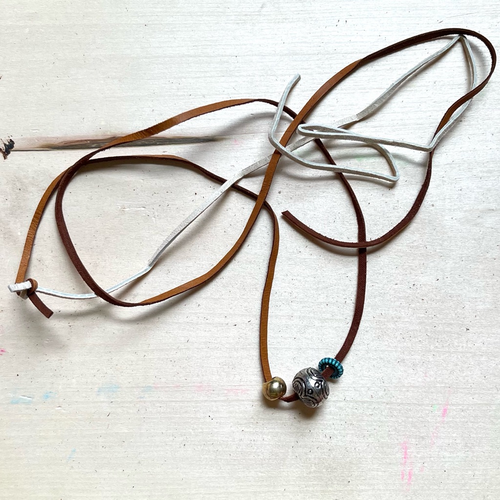 Handmade Necklace | Dithyrambic One Of A Kind Leather + Vintage Bead Necklace